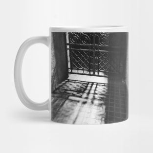 Gate Door Inside Church - Black and White Mug